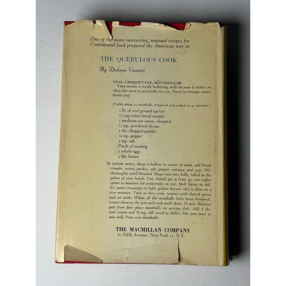 The Querulous Cook Haute Cuisine in the American Manner Cookbook Dolores Vanetti
